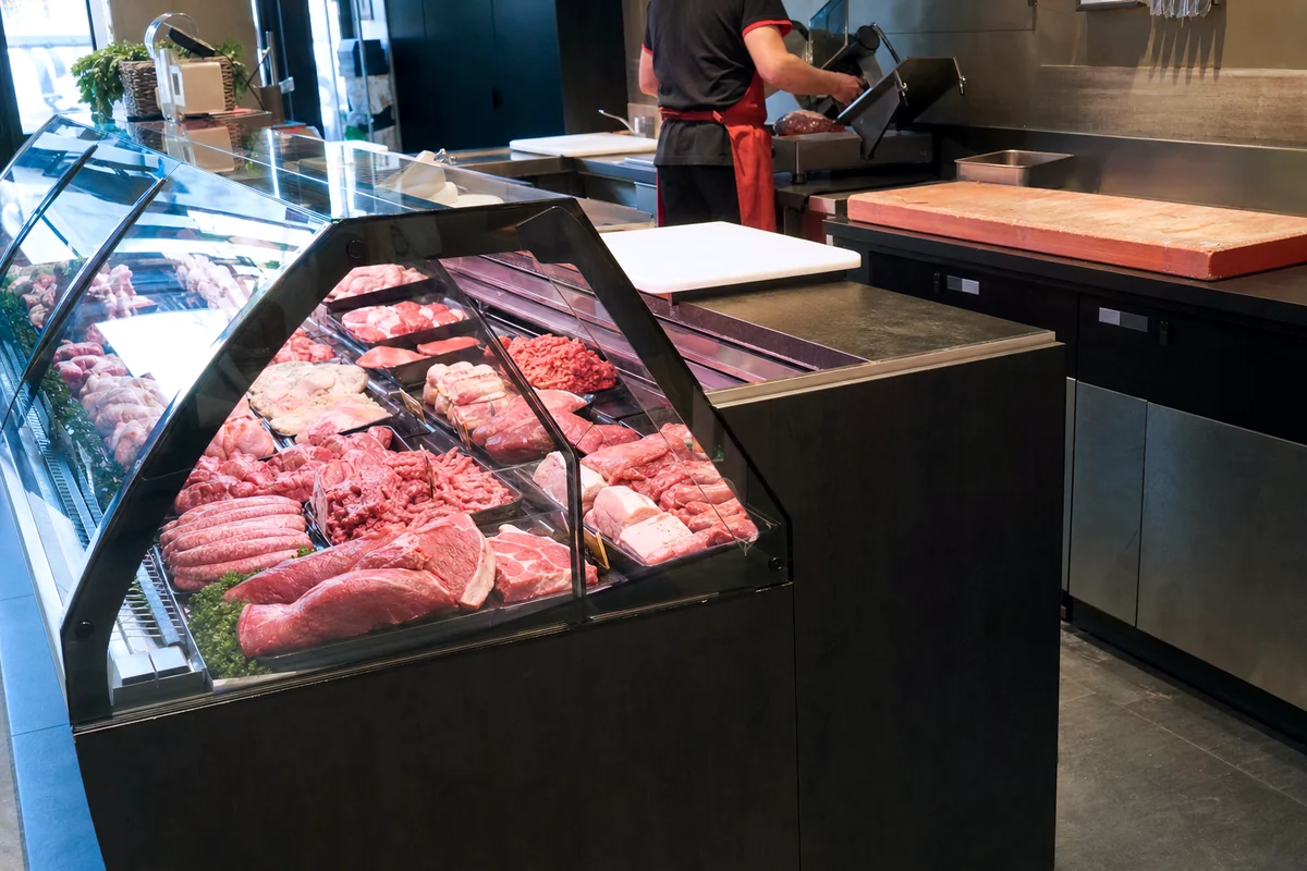 banque réfrigérée en boucherie